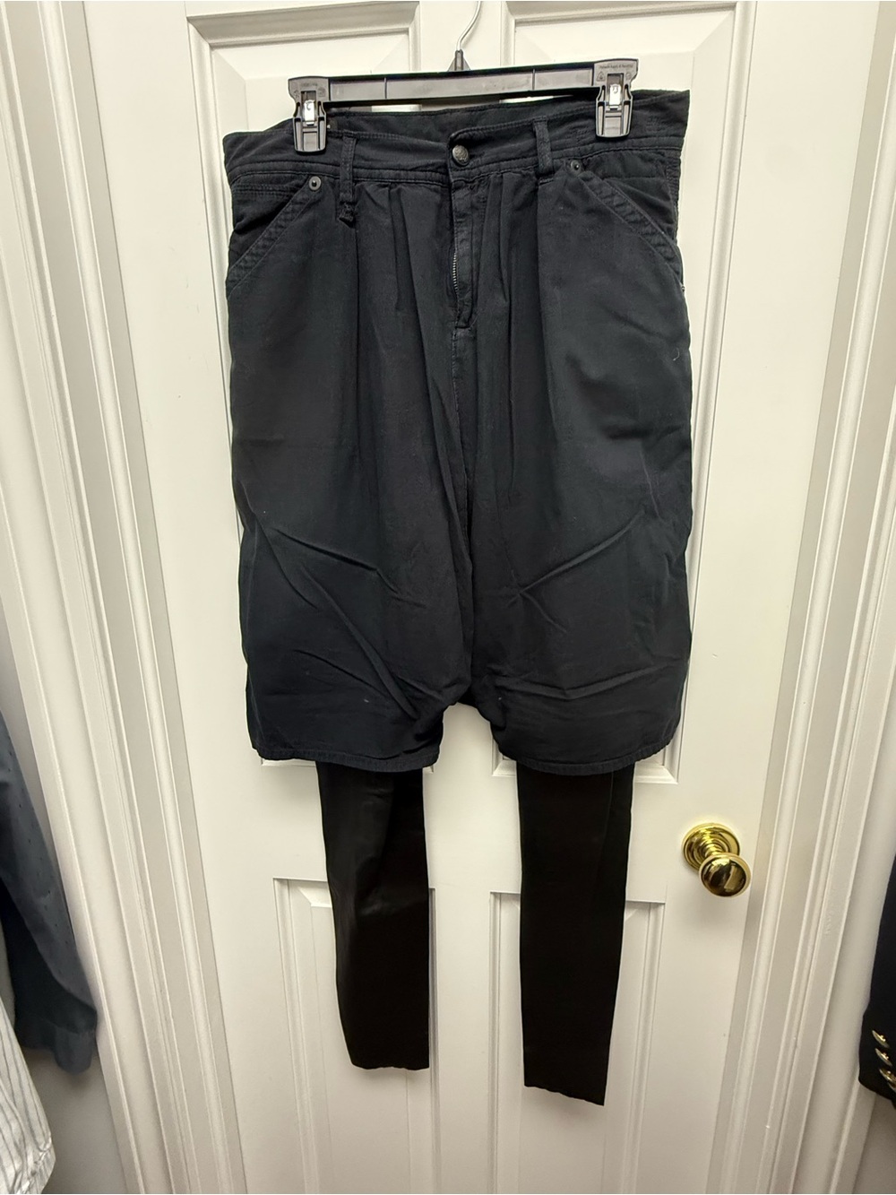 R13 Women's Black Layered Shorts with Attached Leggings